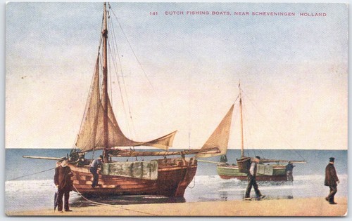 Vintage dutch fishing - fishing, boats