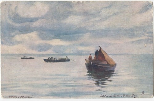 Old postcard pilchard boats - old,